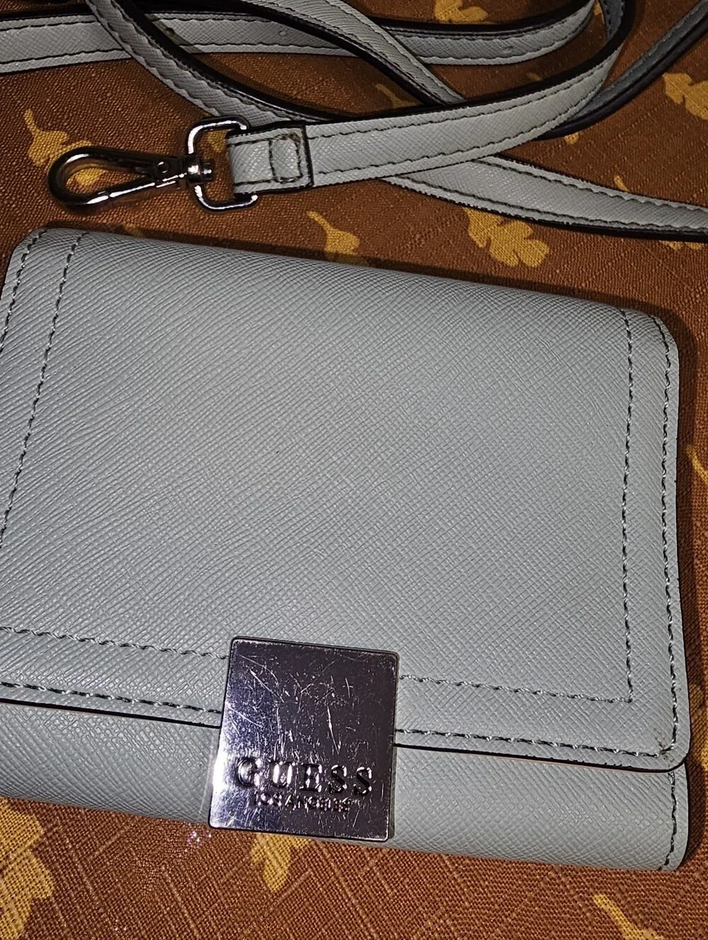 Guess Los Angeles Satched Handbag With Matching Trifold Wallet.